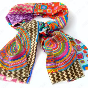 Vibrant Kaleidoscope Print Scarf – Artistic & Expressive